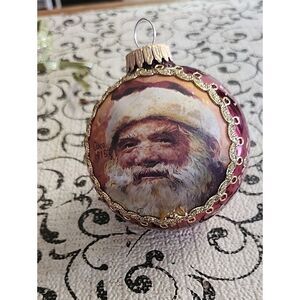 Vintage-Style Red Santa Portrait Holiday Ornament